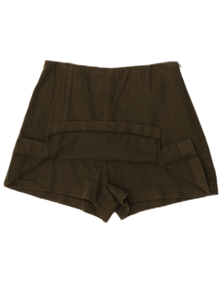 Zara Mujer Hot Pants XS W24 Algodón Caqui