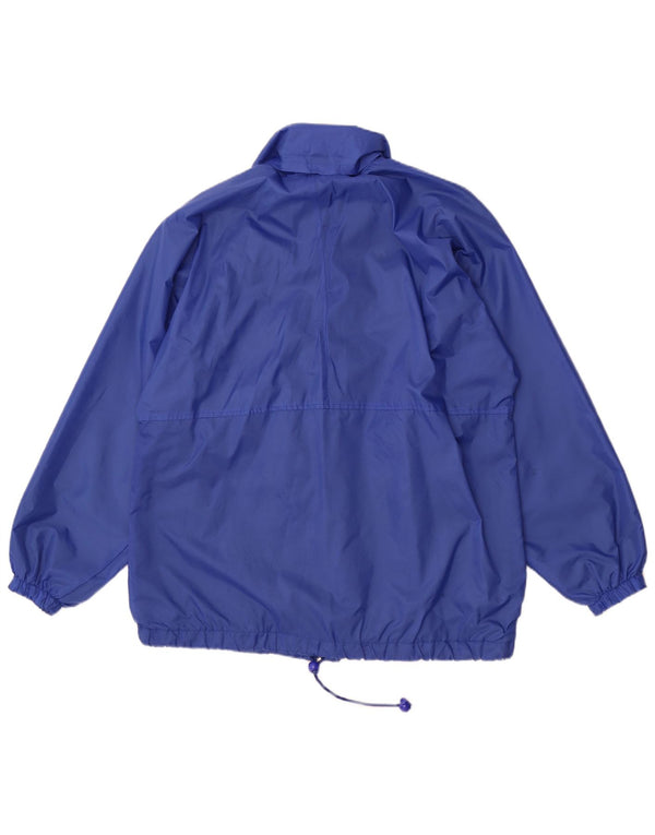 Vintage hombres chaqueta de lluvia con capucha Reino Unido 38 azul medio