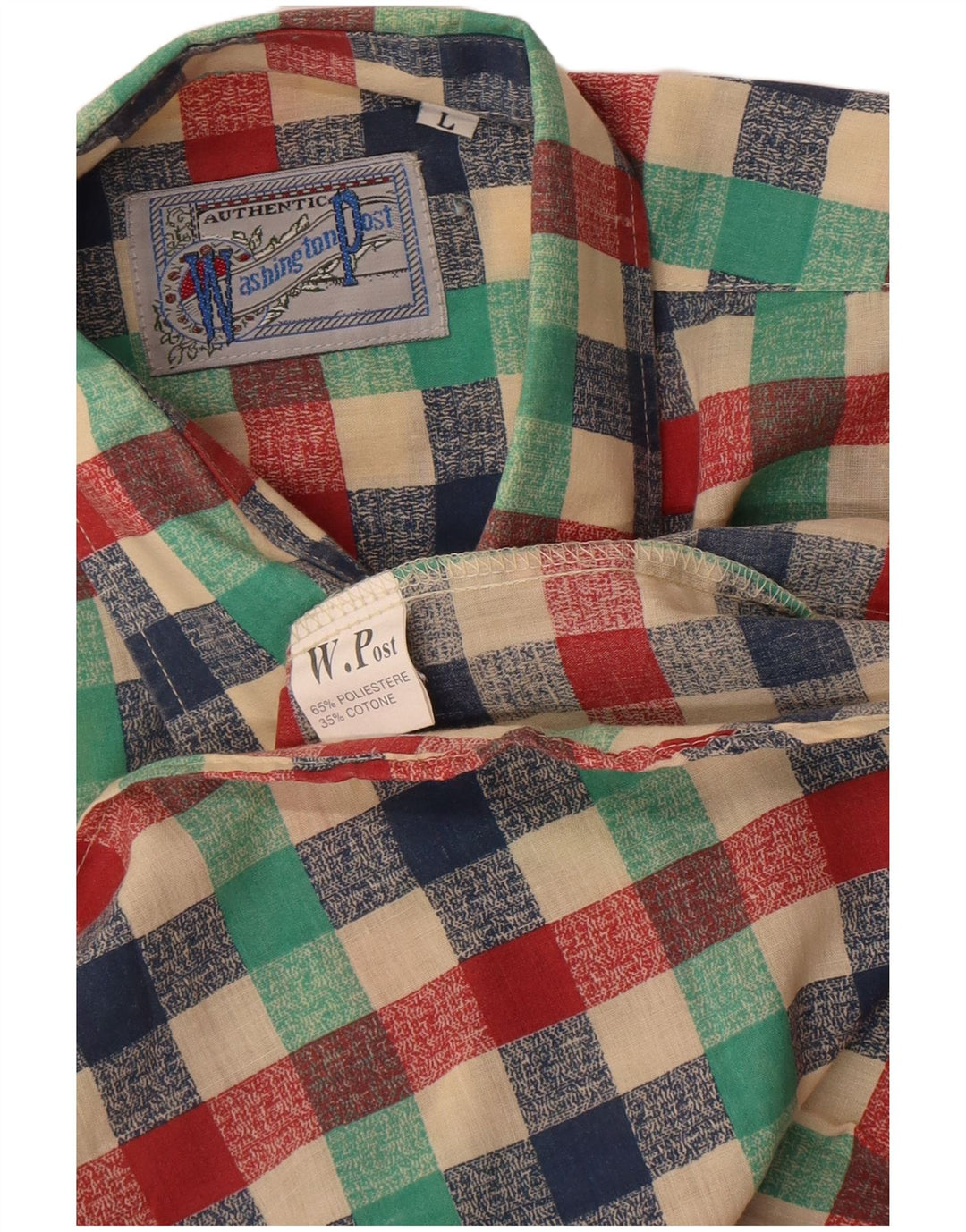 Camisa vintage para hombre grande multicolor Gingham Poliéster
