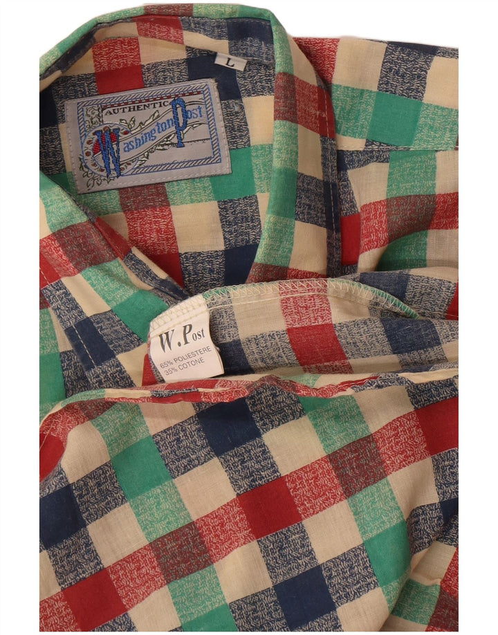 Camisa vintage para hombre grande multicolor Gingham Poliéster