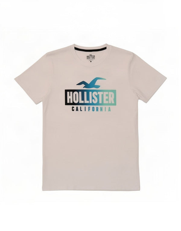 Camiseta Hollister Hombre Graphic Top Algodón Blanco Mediano