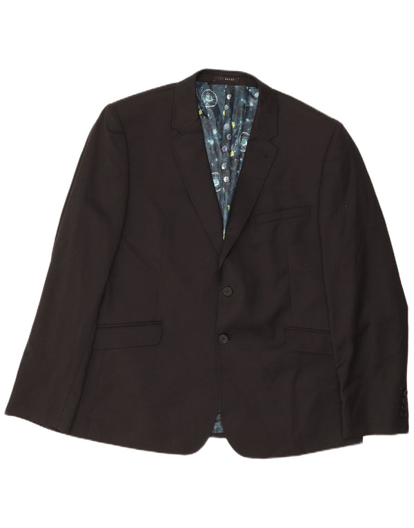 Ted Baker Chaqueta tipo blazer de 2 botones para hombre US 46 3XL Lana negra