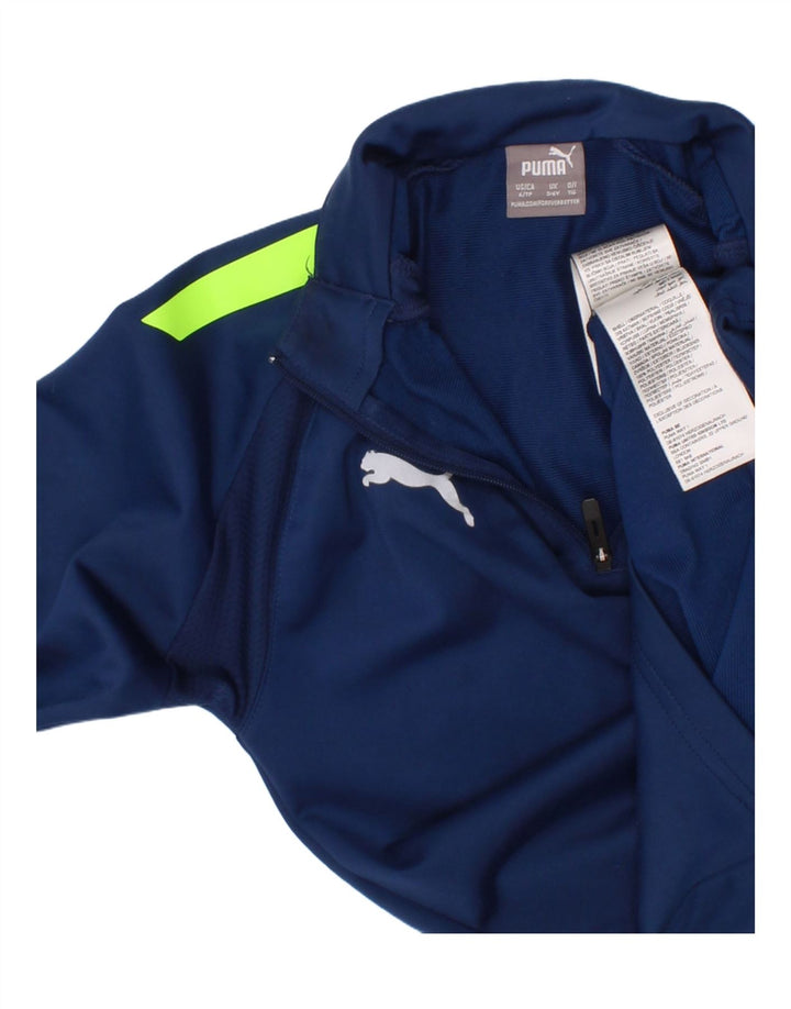 Puma - Chándal con cremallera y cuello para niños, 5-6 años, azul