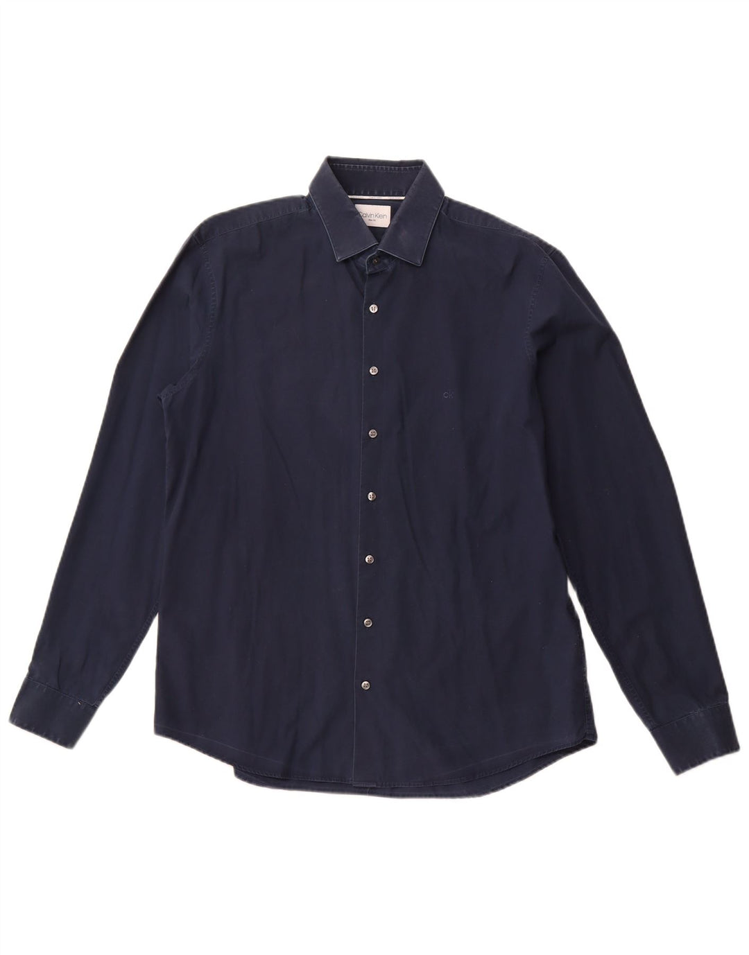 CALVIN KLEIN Camisa ajustada para hombre Talla 16 1/2 Grande Algodón azul marino