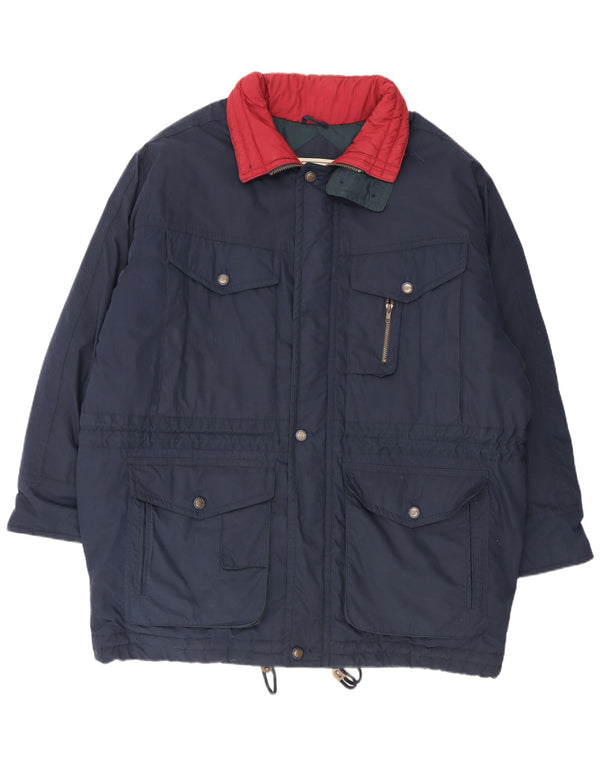 Conte Massimo Chaqueta acolchada para hombre IT 56 3XL Algodón azul marino con bloques de color