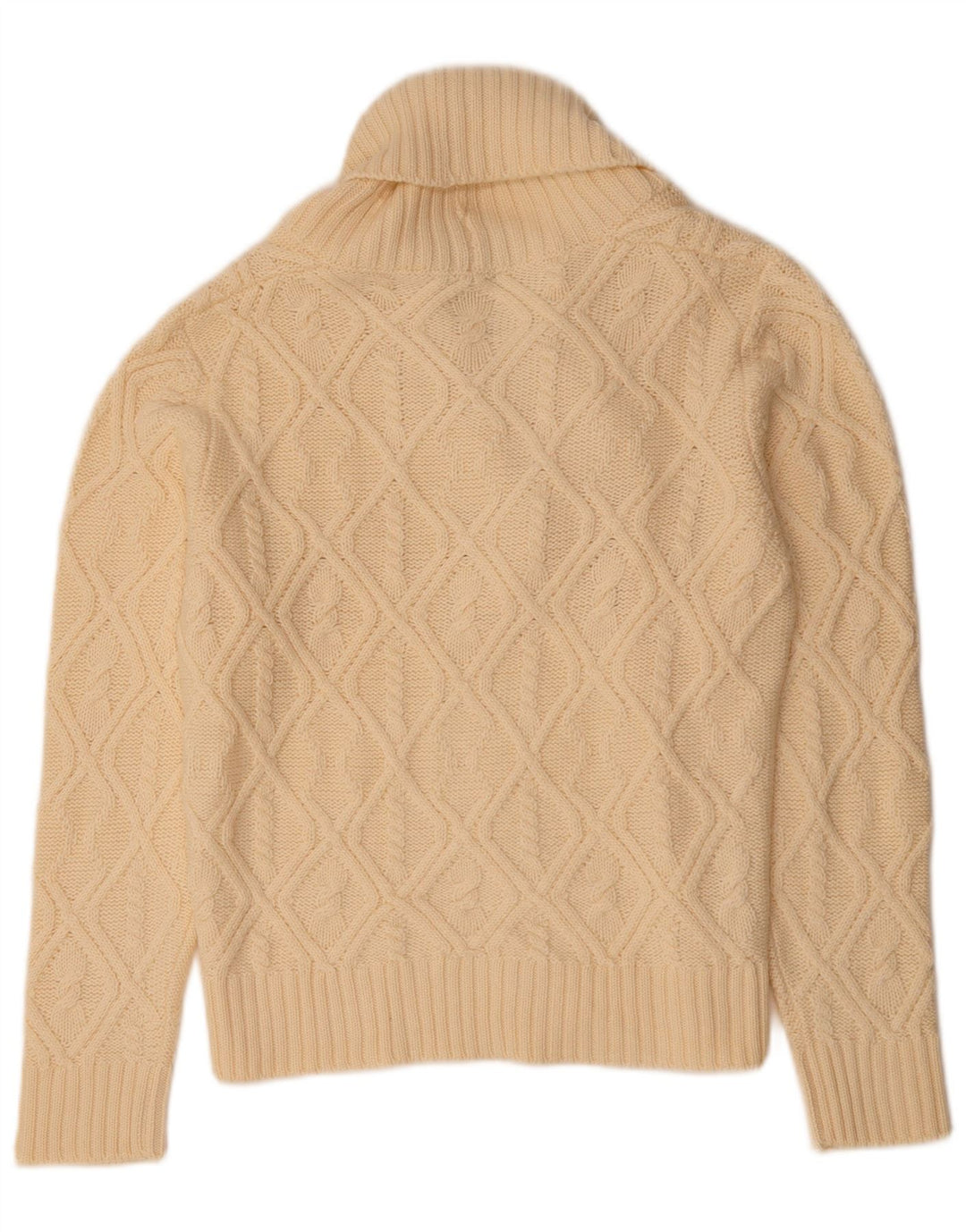 VINTAGE Womens Cardigan Sweater UK 14 Medium Beige Wool