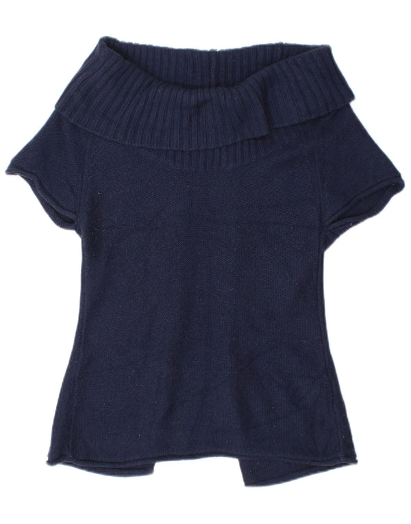 Topshop Cárdigan de Manga Corta para Mujer UK 6 XS Azul Marino Acrílico