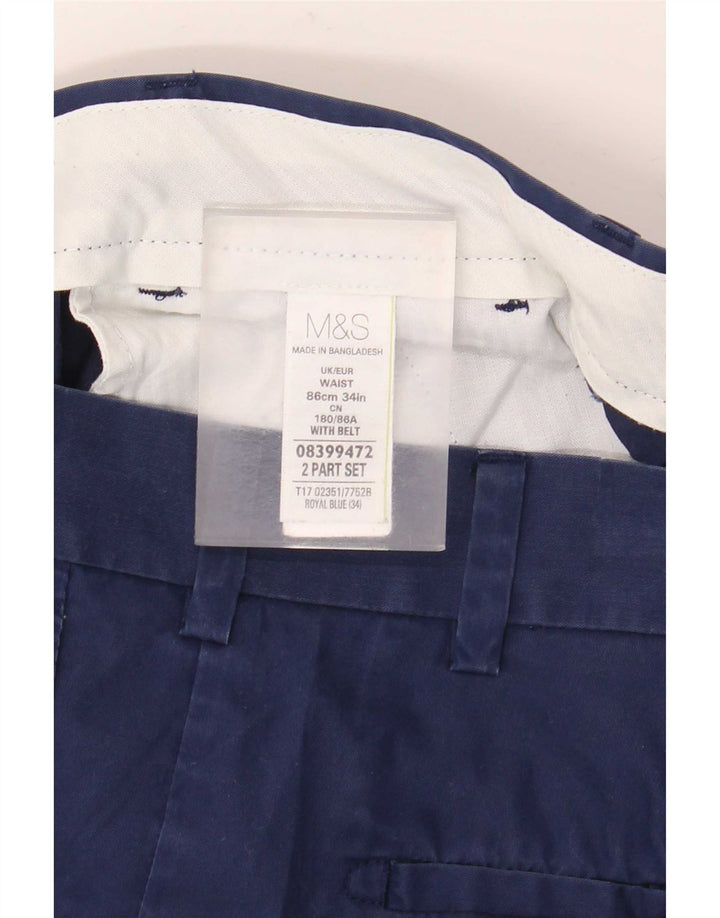 Marks & Spencer Pantalones cortos chinos para hombre W34 Algodón azul grande