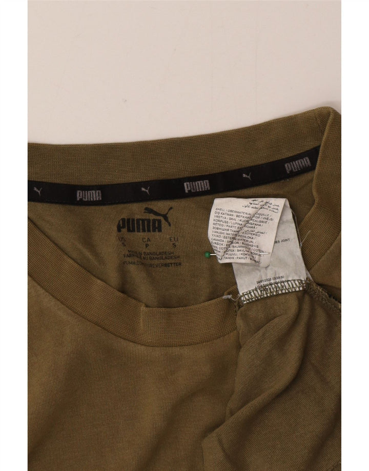 Puma Camiseta gráfica para hombre Top Small Khaki Cotton