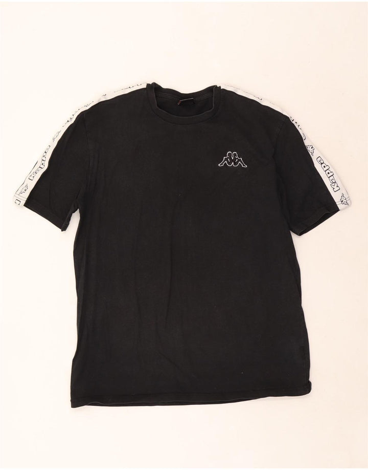 Kappa - Camiseta gráfica para hombre, talla grande, algodón negro
