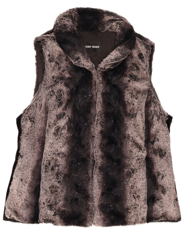 Gerry Weber Chaleco de piel sintética para mujer Reino Unido 46 Grande Gris Rayas