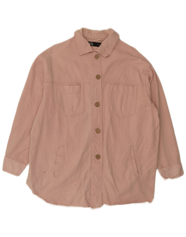 Zara Mujer Vestido Vaquero Extragrande UK 10 Pequeño Algodón Rosa
