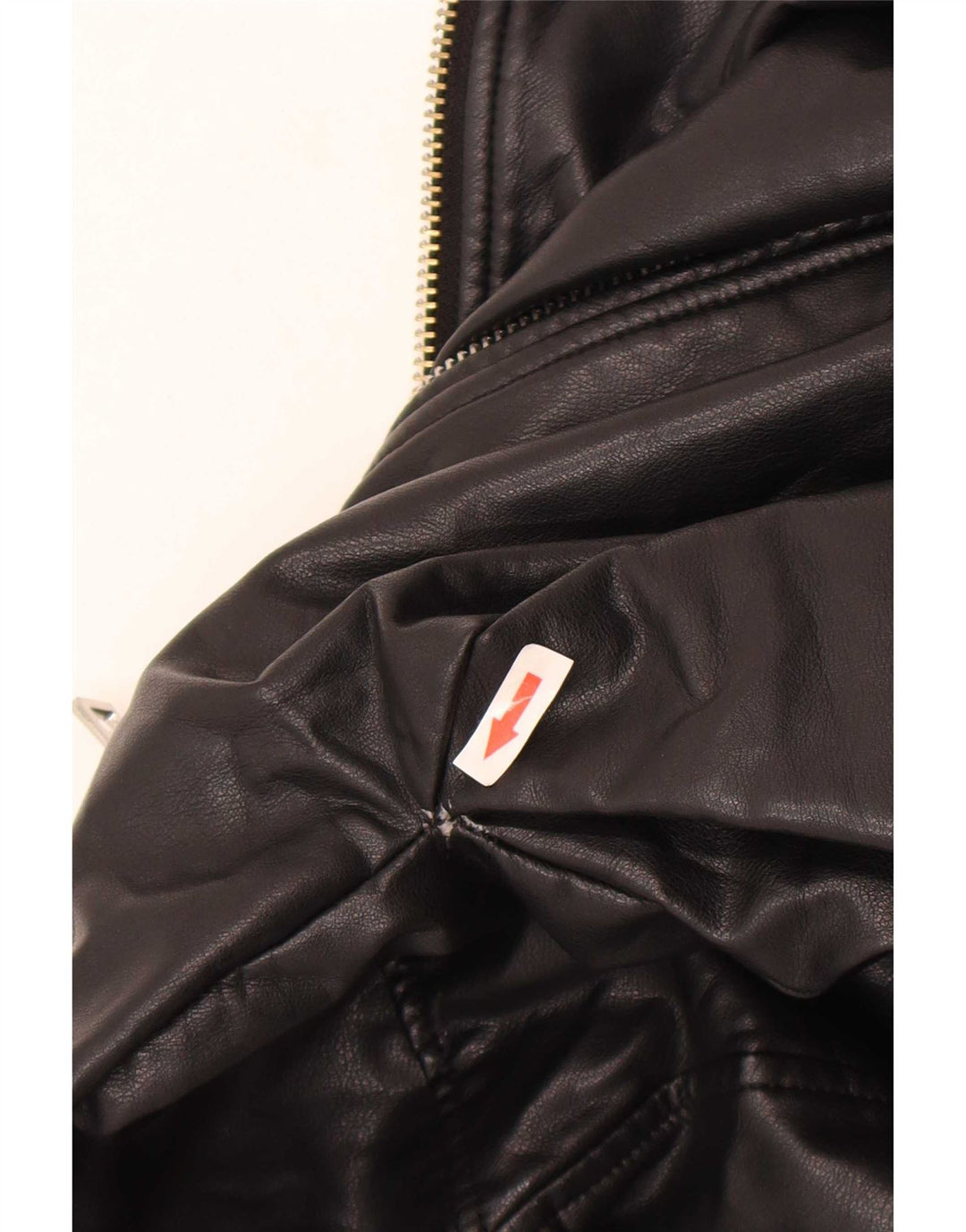 Zara Chaqueta Biker De Piel Sintética De Gran Tamaño para Mujer UK 10 Small Poliéster Negro