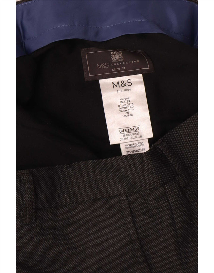 Marks & Spencer Pantalón de traje ajustado para hombre W32 L29 Poliéster gris