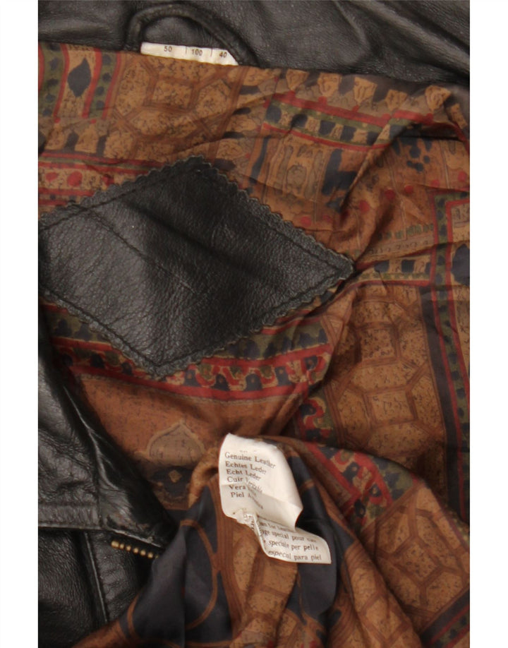 Chaqueta de cuero vintage para hombre IT 50 cuero negro grande