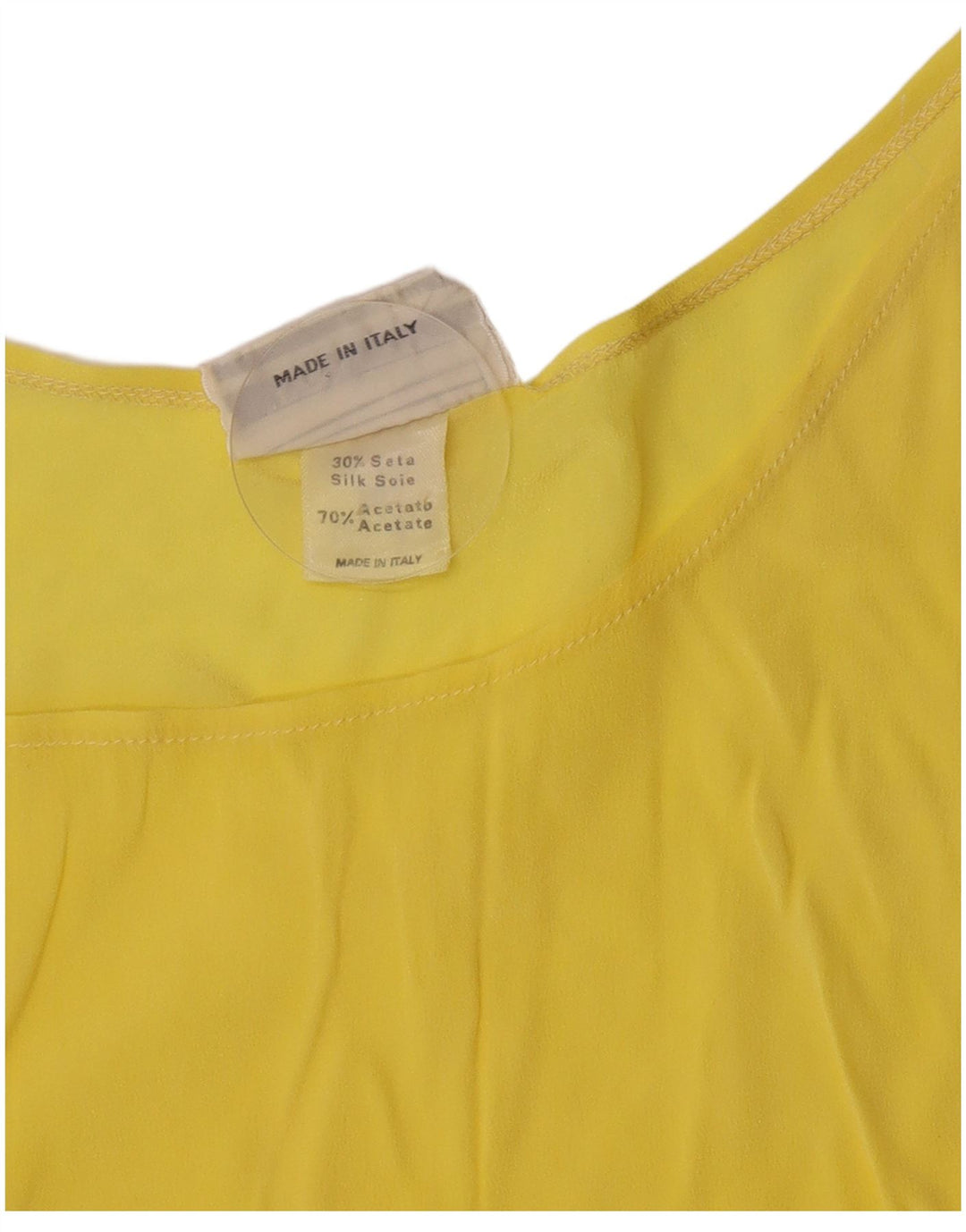 Vintage mujer crop blusa sin mangas Top IT 42 Acetato amarillo medio