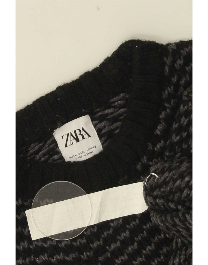 Zara Hombre Jersey De Cuello Redondo Jersey Grande Negro Chevron Nylon