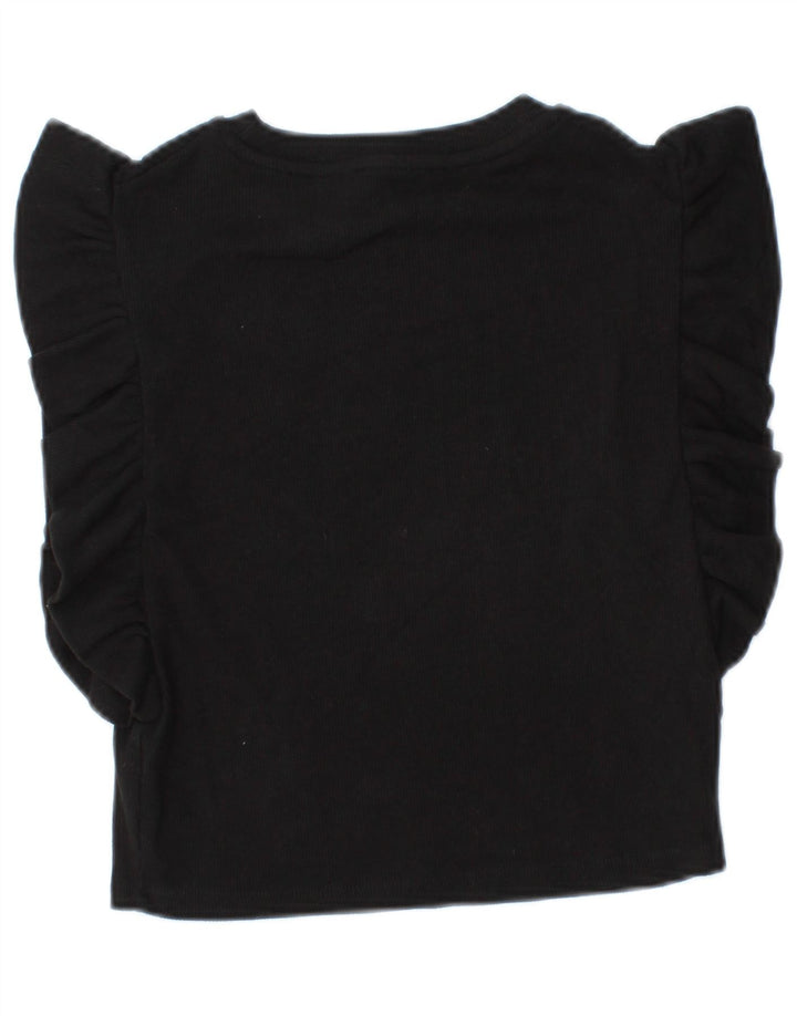 Zara Mujer Blusa Corta Top Reino Unido 8 Pequeño Algodón Negro