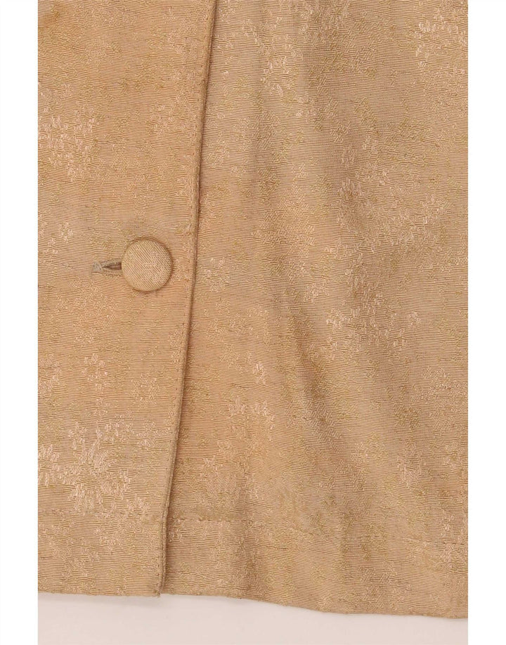 Vintage mujer manga corta Blazer chaqueta Reino Unido 14 medio beige floral