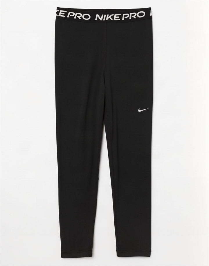 Nike Leggings cortos con gráfico Dri Fit para mujer UK 12 Mediano Negro Poliéster