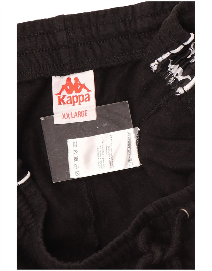 KAPPA Hombre Pantalones De Chándal Gráfico Joggers 2XL Algodón Negro