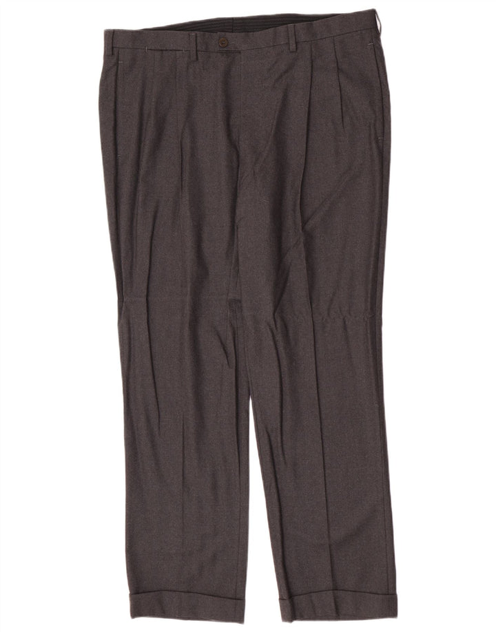 Kiton Pantalón de traje con pinzas para hombre IT 52 XL W38 L30 Gris