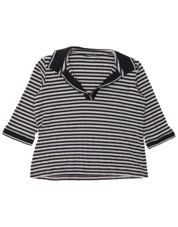 Marina Sport Polo de manga 3/4 para mujer UK 46 Large Azul marino a rayas