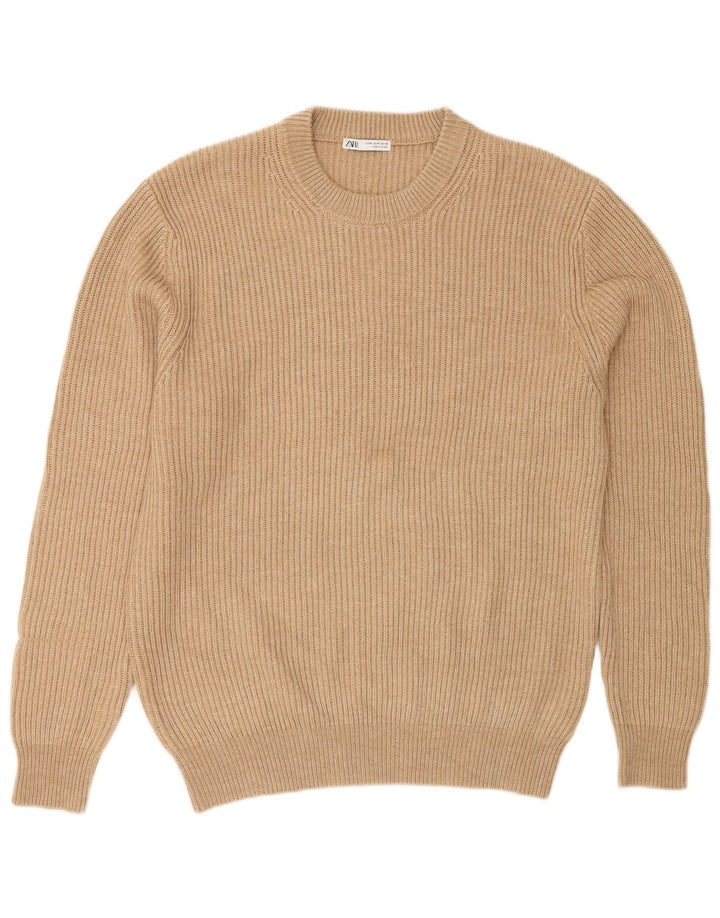 Zara Hombre Jersey Cuello Redondo Jersey Poliéster Beige Medio
