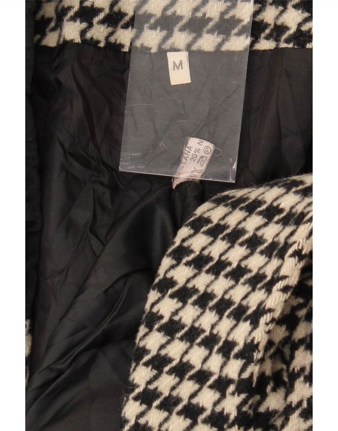 VINTAGE Chaqueta Blazer de gran tamaño para mujer Reino Unido 14 Pata de gallo negra mediana