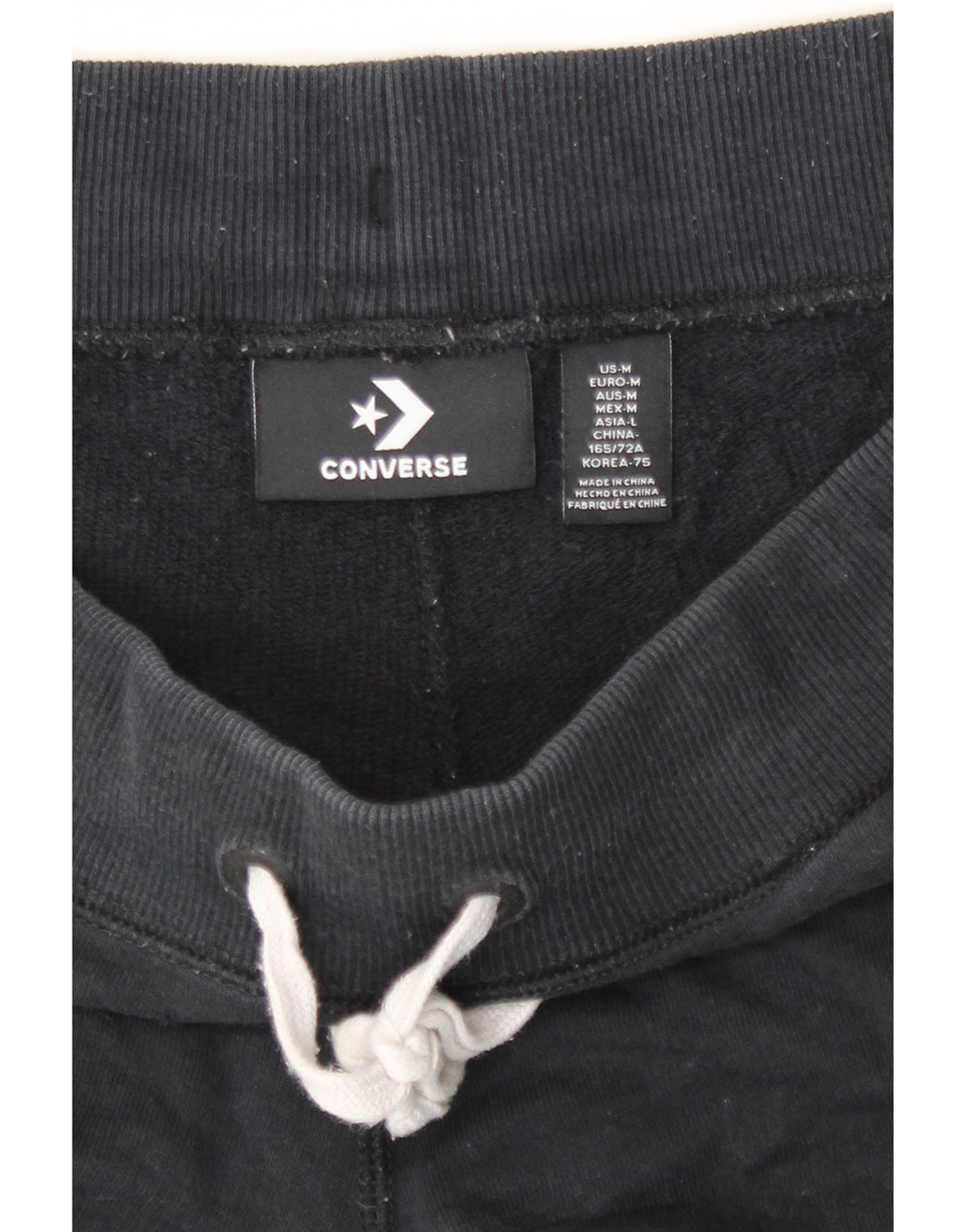 Converse - Pantalones cortos deportivos para mujer, talla 40, algodón negro mediano
