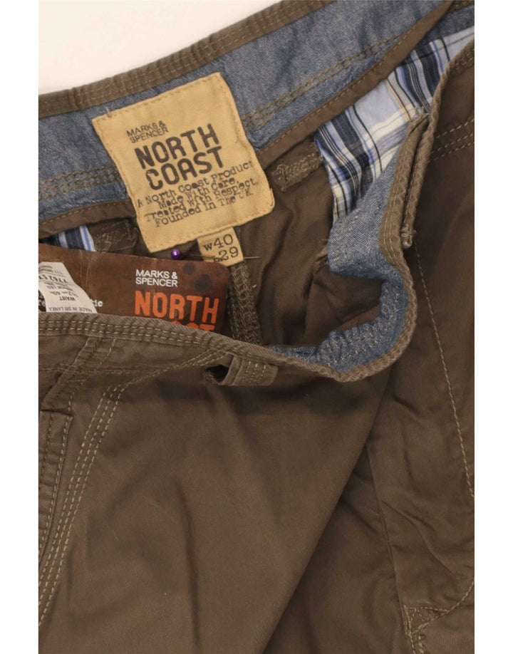 Marks & Spencer Pantalones cargo rectos para hombre W40 L29 Algodón marrón