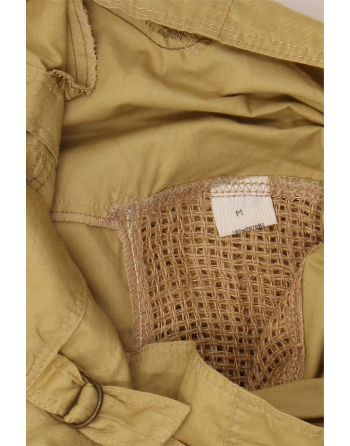 Vintage mujer Batwing Bomber Chaqueta Reino Unido 14 Algodón Amarillo Medio