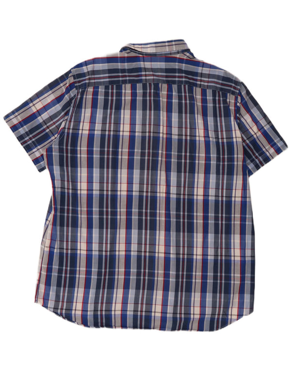 Carrera Camisa De Manga Corta Hombre 3XL Algodón A Cuadros Azul