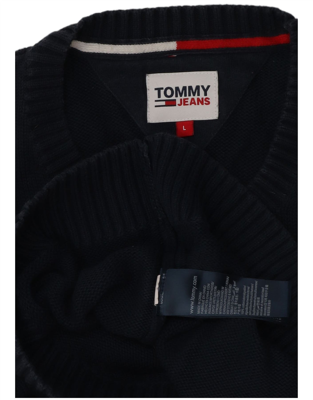 Tommy Hilfiger Jersey de cuello redondo para hombre, talla grande, algodón azul marino
