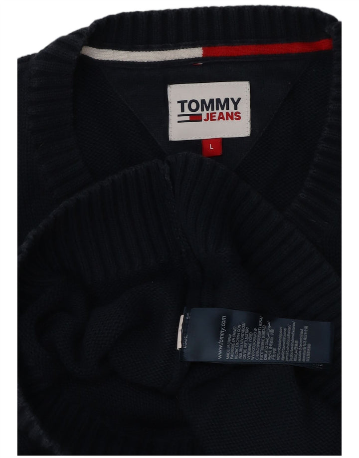 Tommy Hilfiger Jersey de cuello redondo para hombre, talla grande, algodón azul marino