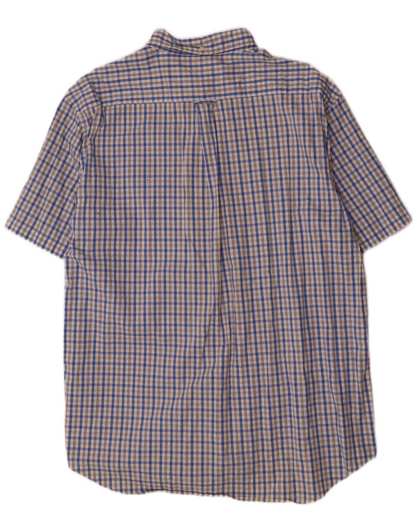 Gant Camisa de manga corta para hombre, corte regular, talla 47/48 19 3XL, cuadros azules