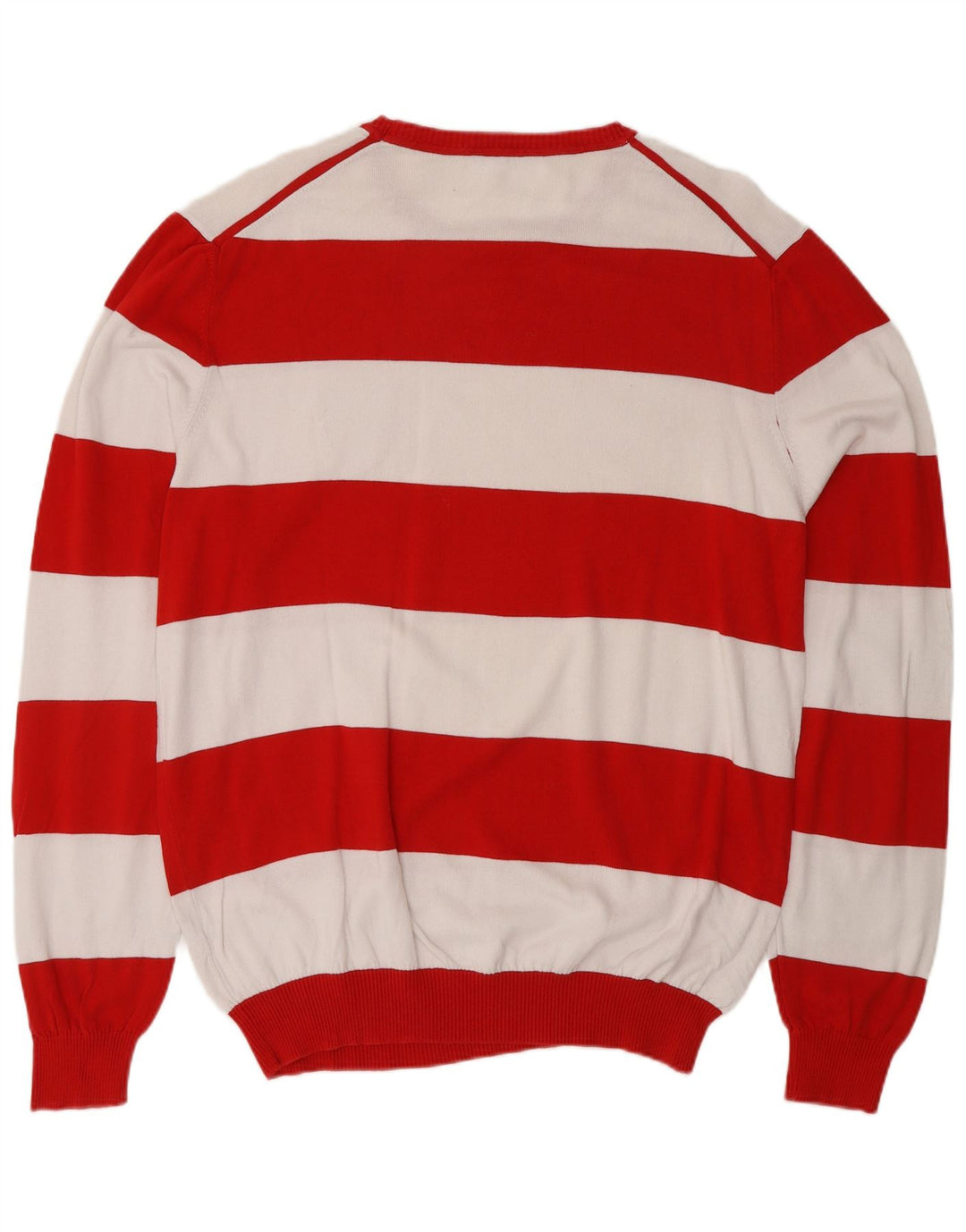 BENETTON Jersey De Cuello Redondo Hombre XL Algodón A Rayas Rojas