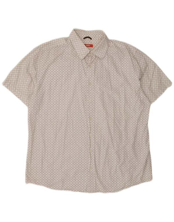 Mossimo Hombre Camisa Manga Corta XL Algodón Geométrico Blanco
