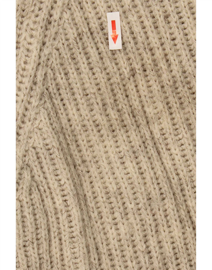 Vintage hombres tortuga cuello jersey suéter grande beige colorblock lana