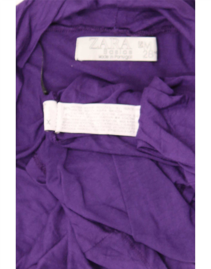 Zara Mujer Top Manga 3/4 UK 42 Viscosa Púrpura Mediana