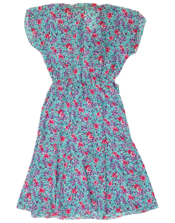 WALLIS Vestido acampanado con lazo frontal para mujer UK 10 Small Blue Floral