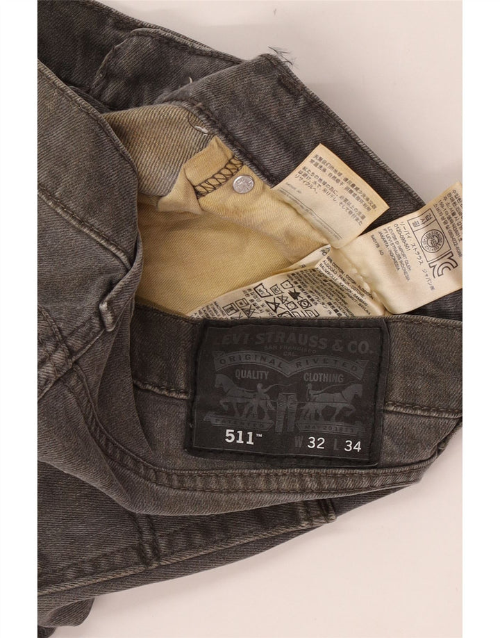 Levi's Hombre 511 Slim Jeans W32 L34 Algodón Gris