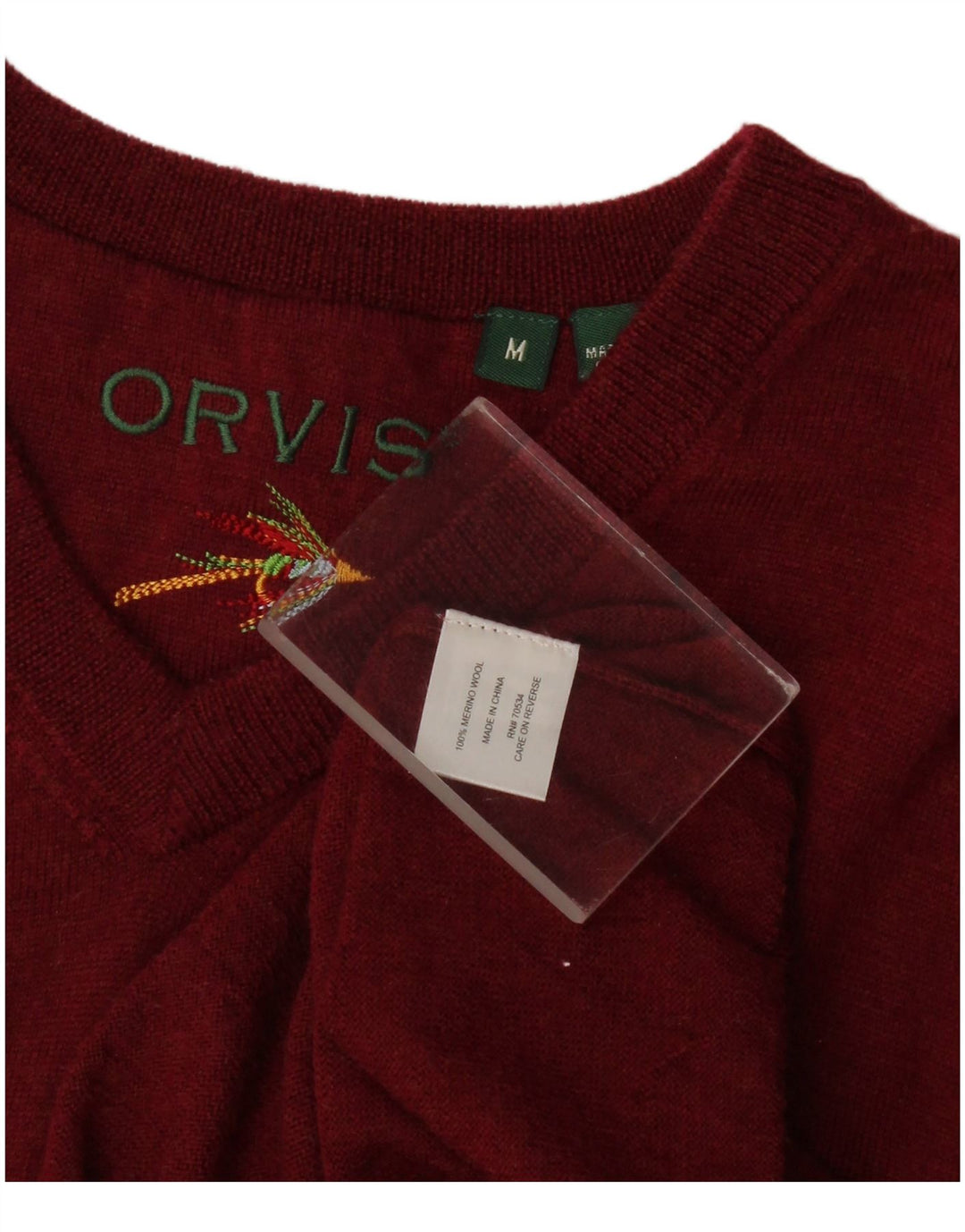 Orvis - Chaleco para hombre, camiseta sin mangas, lana merino en color burdeos medio