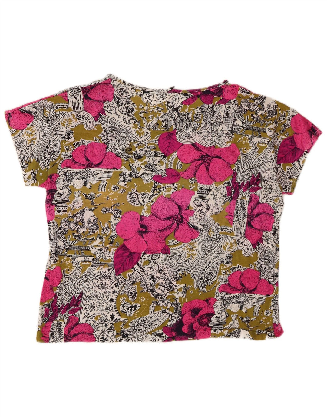 Vintage mujer camiseta Top Reino Unido 14 medio multicolor floral