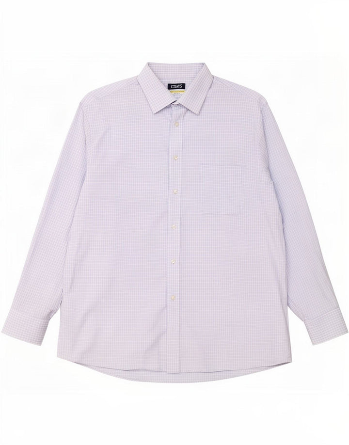 Chaps Camisa elástica de corte regular para hombre, talla 18, 2XL, algodón a cuadros azul