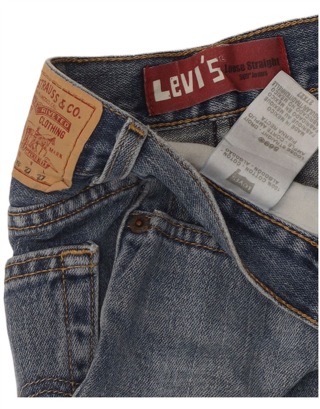 LEVI'S Shorts vaqueros desgastados de corte holgado 569 para niñas 13-14 años W27 Azul