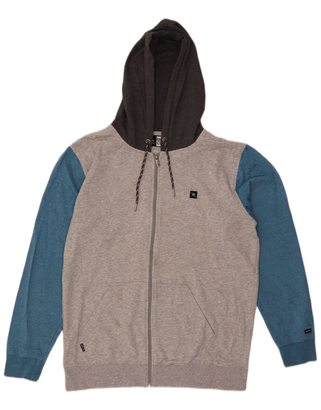 Rip Curl Hombre Sudadera Con Capucha Y Cremallera Grande Gris Colorblock