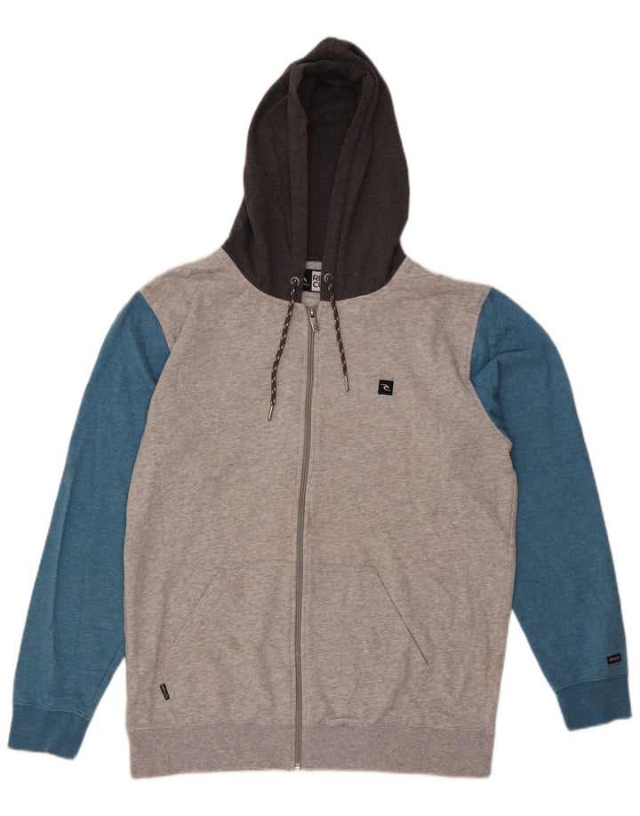 Rip Curl Hombre Sudadera Con Capucha Y Cremallera Grande Gris Colorblock