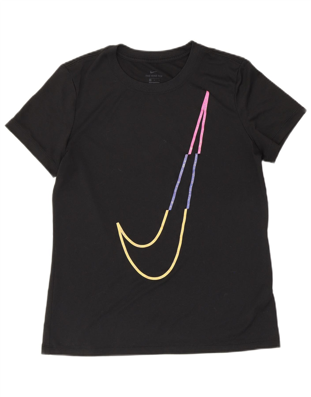 NIKE Mujer Dri Fit Graphic Camiseta Top UK 40 Mediano Negro Poliéster