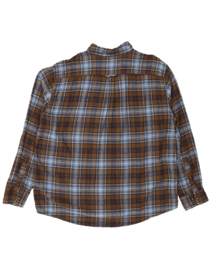 EDDIE BAUER Camisa de franela para hombre 2XL Algodón a cuadros caqui